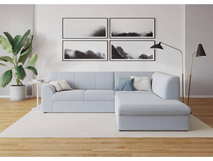 Ecksofa DOMO COLLECTION Topper zeitlos elegant, kompakte Stellmaße, OTTOs Choice, L-Form , blau (pastellblau), B:237cm H:78cm T:200cm, Sofas, mit Ottomane, wahlweise mit Schlaffunktion von Domo-collection