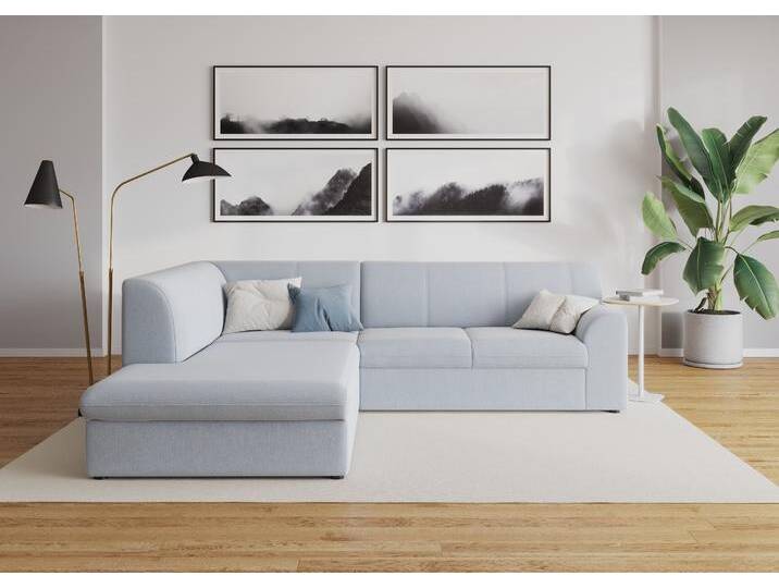 Ecksofa DOMO COLLECTION Topper zeitlos elegant, kompakte Stellmaße, OTTOs Choice, L-Form , blau (pastellblau), B:237cm H:78cm T:200cm, Sofas, mit Ottomane, wahlweise mit Schlaffunktion von Domo-collection