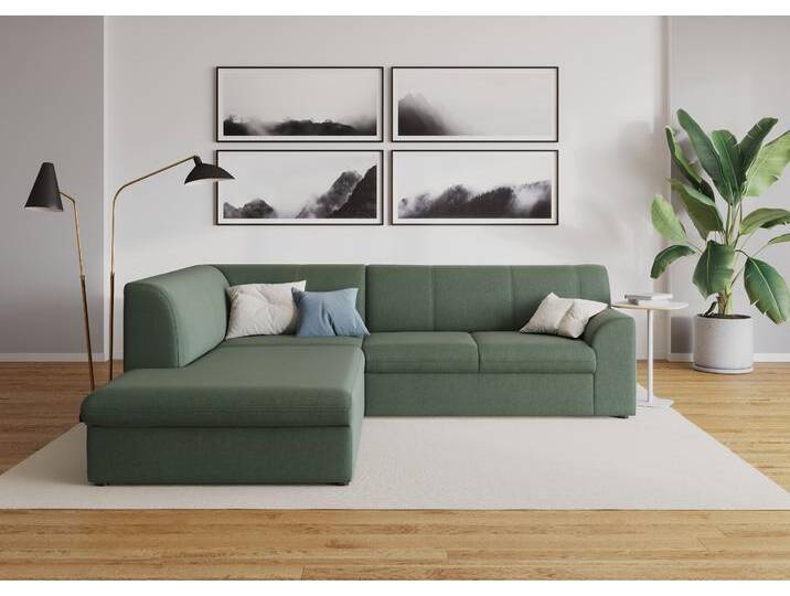 Ecksofa DOMO COLLECTION Topper zeitlos elegant, kompakte Stellmaße, OTTOs Choice, L-Form , grün (apfelgrün), B:237cm H:78cm T:200cm, Sofas, mit Ottomane, wahlweise mit Schlaffunktion von Domo-collection