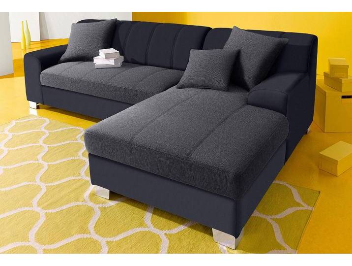 Ecksofa DOMO COLLECTION Turah incl. Zierkissen, moderne Steppung, auch in Leder , schwarz (schwarz, schlamm), B:239cm H:75cm T:82cm, Sofas, wahlweise mit Bettfunktion, Schlafsofa, B/T/H: 239/152/75 cm, L-Form, Topseller von Domo-collection
