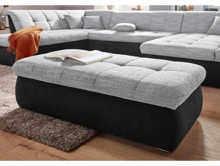 Hocker DOMO COLLECTION PB Moric , silber (schwarz, silber), B:136cm H:43cm T:64cm, Microfaser PRIMABELLE (100% Polyester) / Struktur (90% Polyester, 10% Polyacryl);Kunstleder SOFTLUX / Struktur (90% Polyester, 10% Polyacryl), Hocker, Polsterhocker, inklisive Staufach von Domo-collection