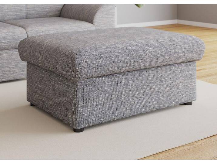 Hocker DOMO COLLECTION Topper , grau (weiß, grau), B:93cm H:40cm T:69cm, Hocker, Polsterhocker, mit Wellenunterfederung, auf Kunststoffgleitern von Domo-collection