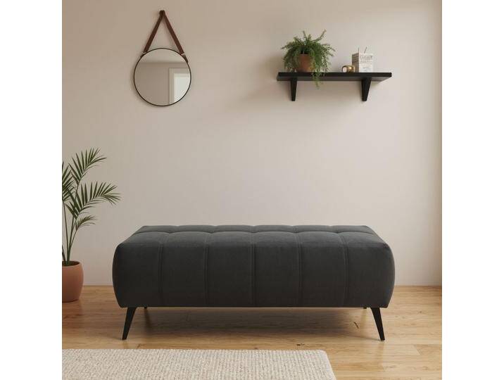 Hocker, Luxus-Microfaser, Dunkelgrau, 153×62 cm, Mit Einzelfuß, Modern, Domo-Collection von Domo-collection
