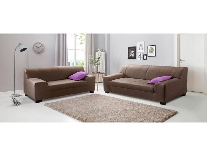 Polstergarnitur DOMO COLLECTION Amando , braun (espresso), H:74cm T:79cm, PRIMABELLE-Microfaser aus 100% Polyester, SOFTLUX-Kunstleder, Strukturstoff aus 90% Polyester, 10% Polyacryl, NaturLEDER - echtes Rindsleder, Sitzmöbel-Sets, bestehend aus 2er- und 3er-Sofa von Domo-collection
