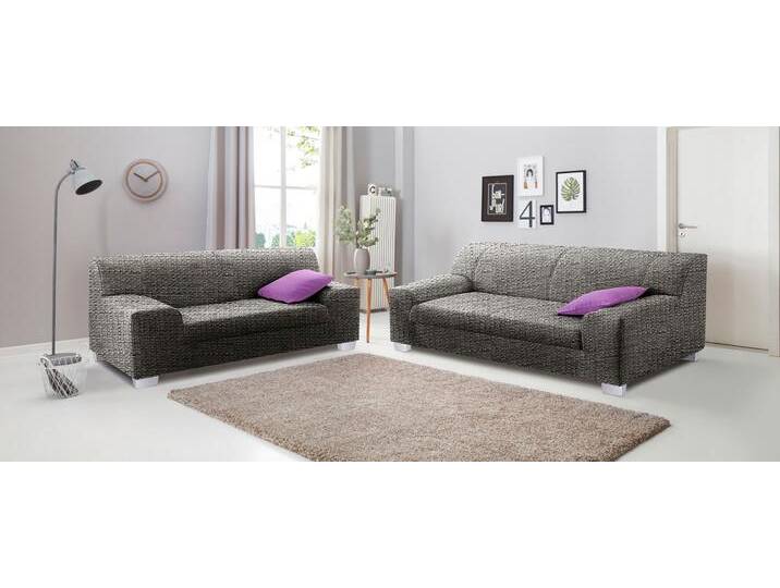 Polstergarnitur DOMO COLLECTION Amando , grau (weiß, grau), H:74cm T:79cm, PRIMABELLE-Microfaser aus 100% Polyester, SOFTLUX-Kunstleder, Strukturstoff aus 90% Polyester, 10% Polyacryl, NaturLEDER - echtes Rindsleder, Sitzmöbel-Sets, bestehend aus 2er- und 3er-Sofa von Domo-collection