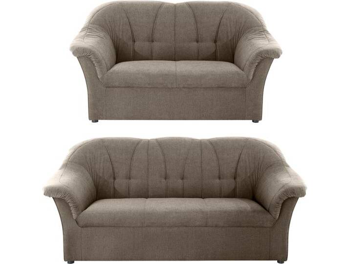 Polstergarnitur DOMO COLLECTION Pegnitz , braun (schlamm), Chenille-Optik, 95% Polyester, 5% Nylon, Sitzmöbel-Sets, 3-Sitzer & 2-Sitzer-Set von Domo-collection