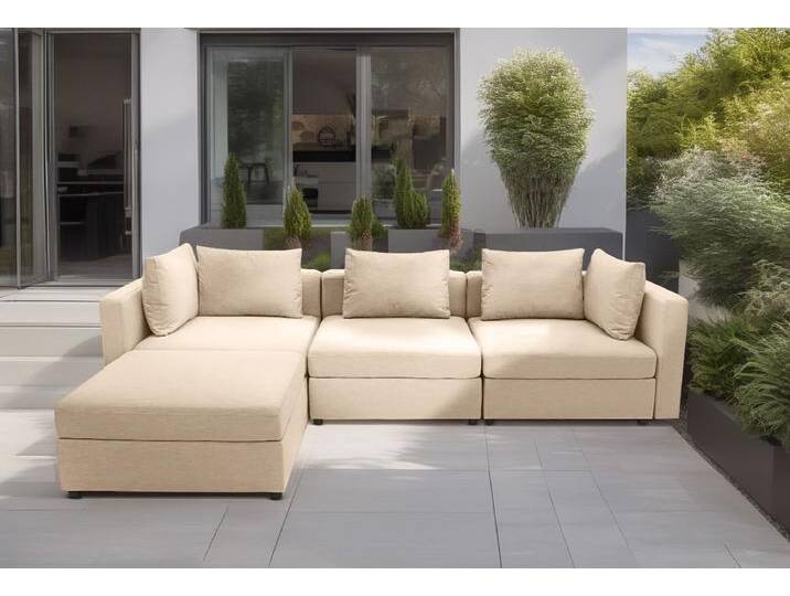 Sofa-Eckelement DOMO COLLECTION Solskin, individuell erweiterbar/kombinierbar , beige, B:110cm H:80cm T:96cm, 100% solution dyed Acryl, Polsterelemente, mit losen Kissen. Rücken- und Seitenteile als Stecksystem. von Domo-collection