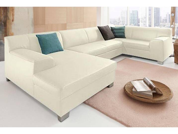 Wohnlandschaft DOMO COLLECTION Amando in vielen Bezugsvarianten, auch in Leder, komfortabel, U-Form , beige (keramik), B:332cm H:74cm T:182cm, PRIMABELLE-Microfaser aus 100% Polyester, SOFTLUX-Kunstleder, Strukturstoff aus 90% Polyester und 10% Polyacryl, NaturLEDER - echtes Rindsleder, Sofas, wahlweise mit Bettfunktion, fester Sitzkomfort, frei im Raum stellbar von Domo-collection