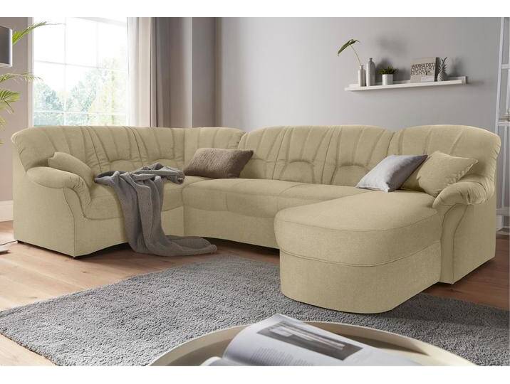 Wohnlandschaft DOMO COLLECTION Bahia mit viel Platz, zeitloses Design, U-Form , beige, B:308cm H:91cm T:200cm, Luxus-Microfaser (100% Polyester), mit Muster, Struktur (100% Polyester), Sofas, wahlweise mit Bettfunktion von Domo-collection