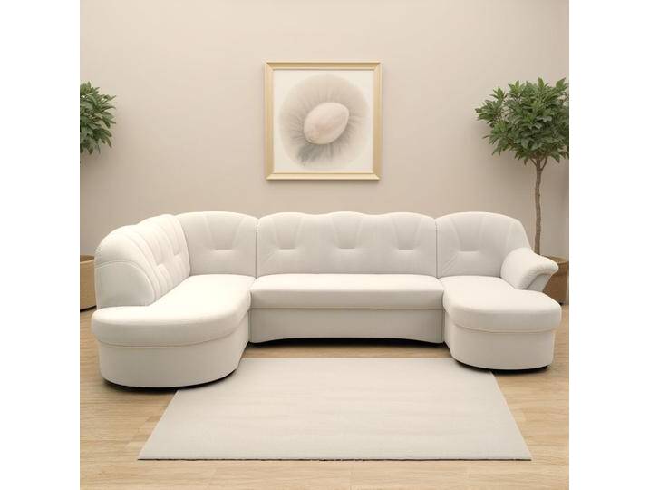 Wohnlandschaft DOMO COLLECTION Flores auch in Leder-Bezug, B/T/H: 293/180/86 cm, U-Form , beige (creme), B:293cm H:84cm T:182cm, 100% Polyester, Sofas, wahlweise mit Bettfunktion, wahlweise mit Federkern, Topseller von Domo-collection