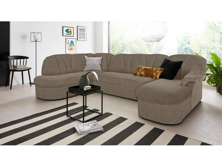 Wohnlandschaft DOMO COLLECTION Pegnitz, zeitlos und modern, mit attraktiver Rückensteppung, U-Form , braun (schlamm), B:292cm H:82cm T:180cm, 95% Polyester, 5% Nylon, Sofas, wahlweise mit Bettfunktion von Domo-collection