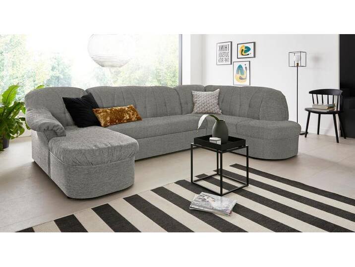 Wohnlandschaft DOMO COLLECTION Pegnitz, zeitlos und modern, mit attraktiver Rückensteppung, U-Form , grau, B:292cm H:82cm T:180cm, 100% Polyester, Sofas, wahlweise mit Bettfunktion von Domo-collection