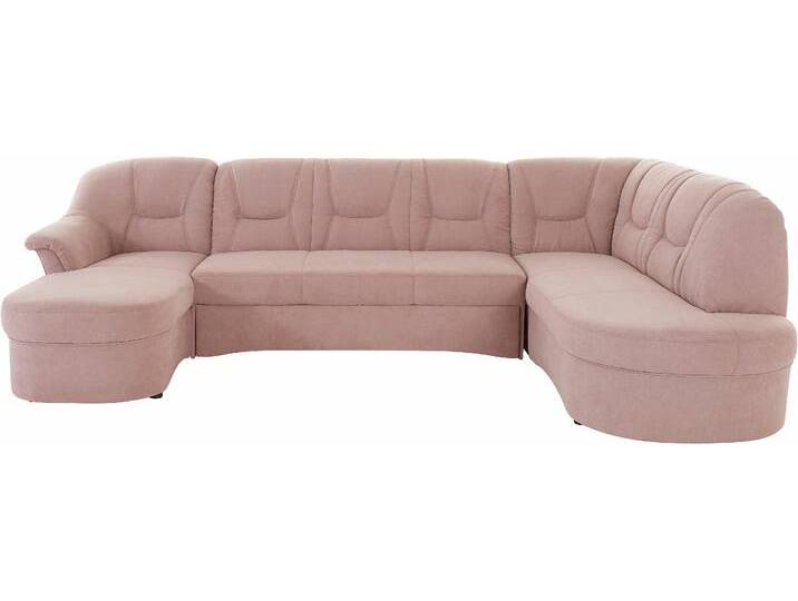 Wohnlandschaft DOMO COLLECTION Sarafina, zeitlos und komfortabel, optional mit Federkern, U-Form , rosa (flamingo), B:295cm H:83cm T:180cm, Luxus-Microfaser (92% Polyester, 8% Nylon);Microfaser PRIMABELLE (100% Polyester);Microfaser PRIMABELLE (100% Polyester) / Struktur (90% Polyester; 10% Polyacryl), Sofas, wahlweise mit Bettfunktion von Domo-collection