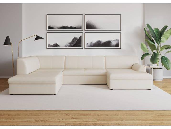 Wohnlandschaft DOMO COLLECTION Topper, elegant und zeitlos, komfortabel, U-Form , beige (creme), B:320cm H:78cm T:213cm, Sofas, wahlweise mit Bettfunktion von Domo-collection