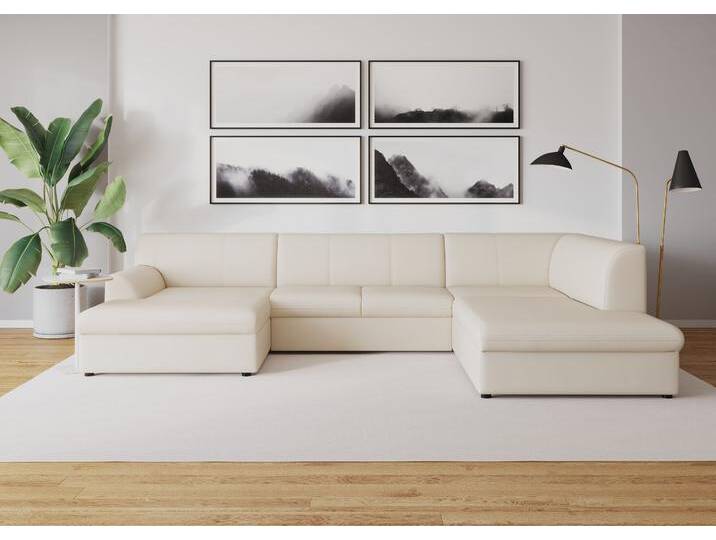 Wohnlandschaft DOMO COLLECTION Topper, elegant und zeitlos, komfortabel, U-Form , beige (creme), B:320cm H:78cm T:213cm, Sofas, wahlweise mit Bettfunktion von Domo-collection
