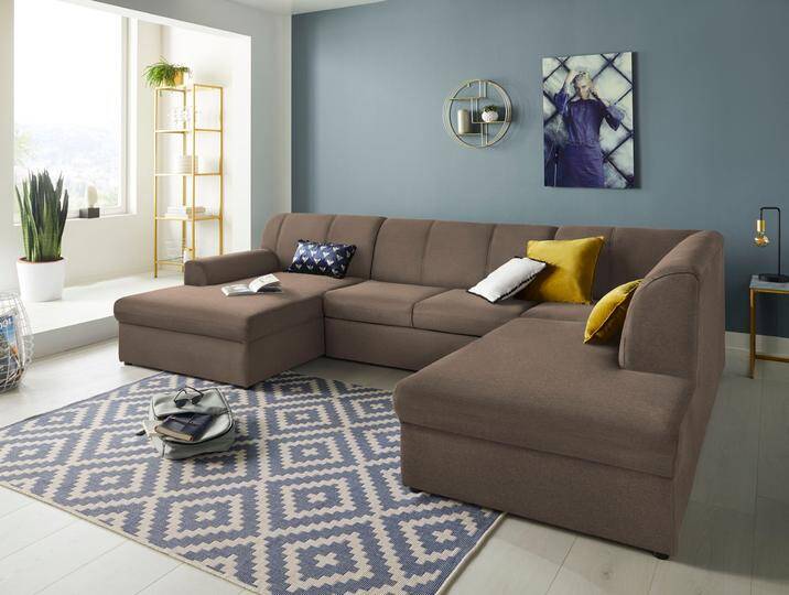 Wohnlandschaft DOMO COLLECTION Topper, elegant und zeitlos, komfortabel, U-Form , braun, B:320cm H:78cm T:213cm, Sofas, wahlweise mit Bettfunktion von Domo-collection