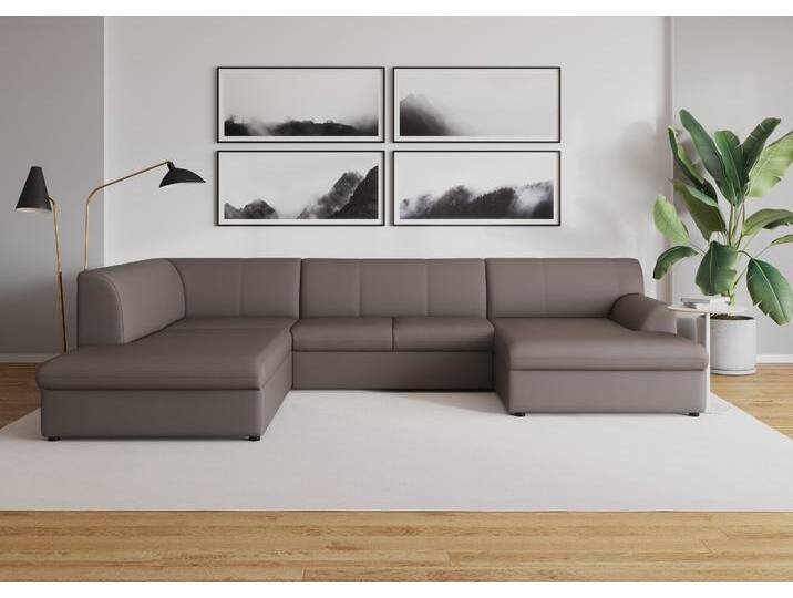 Wohnlandschaft DOMO COLLECTION Topper, elegant und zeitlos, komfortabel, U-Form , braun (schlamm), B:320cm H:78cm T:213cm, Sofas, wahlweise mit Bettfunktion von Domo-collection