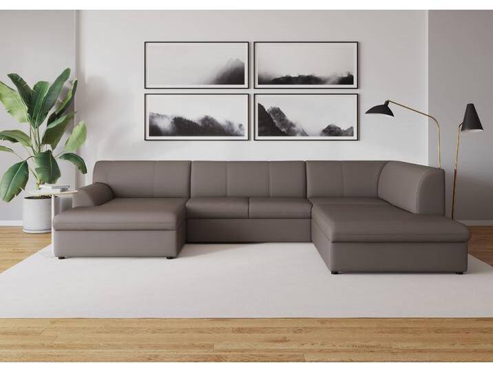 Wohnlandschaft DOMO COLLECTION Topper, elegant und zeitlos, komfortabel, U-Form , braun (schlamm), B:320cm H:78cm T:213cm, Sofas, wahlweise mit Bettfunktion von Domo-collection