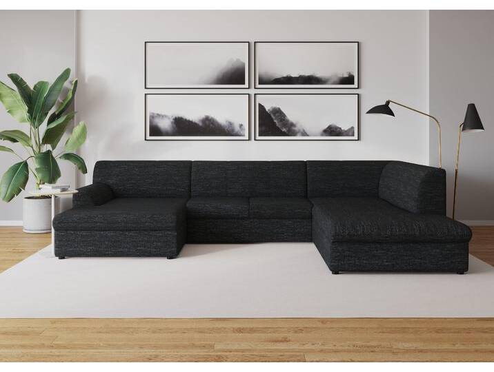 Wohnlandschaft DOMO COLLECTION Topper, elegant und zeitlos, komfortabel, U-Form , grau (anthrazit, gr), B:320cm H:78cm T:213cm, Sofas, wahlweise mit Bettfunktion von Domo-collection