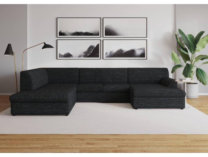 Wohnlandschaft DOMO COLLECTION Topper, elegant und zeitlos, komfortabel, U-Form , grau (anthrazit, gr), B:320cm H:78cm T:213cm, Sofas, wahlweise mit Bettfunktion von Domo-collection