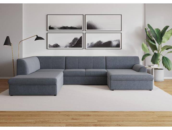Wohnlandschaft DOMO COLLECTION Topper, elegant und zeitlos, komfortabel, U-Form , grau (dunkelgrau), B:320cm H:78cm T:213cm, Sofas, wahlweise mit Bettfunktion von Domo-collection