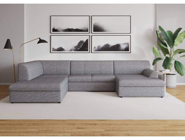 Wohnlandschaft DOMO COLLECTION Topper, elegant und zeitlos, komfortabel, U-Form , grau (weiß, grau), B:320cm H:78cm T:213cm, Sofas, wahlweise mit Bettfunktion von Domo-collection