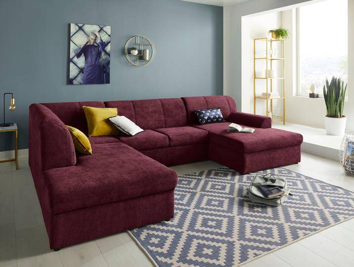Wohnlandschaft DOMO COLLECTION Topper, elegant und zeitlos, komfortabel, U-Form , lila (beere), B:320cm H:78cm T:213cm, Sofas, wahlweise mit Bettfunktion von Domo-collection