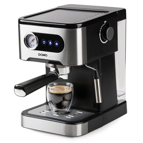 DOMO DO1138K Espressomaschine mit Manometer - 20 Bar - Mit integrierte Dampfdüse - Edelstahl/schwarz DOMO DO1138K Espressomaschine mit Manometer - 20 Bar - Mit integrierte Dampfdüse - Edelstahl/schwarz von DOMO