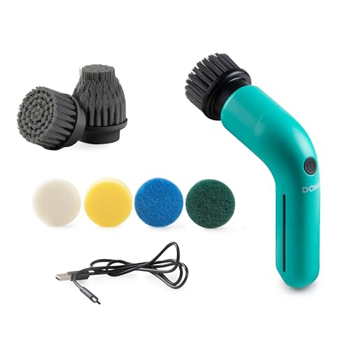 DOMO DO248SB Elektrische Reinigungsbürste - 6 in 1 Electric Cleaning Brush mit austauschbaren Bohrbürstenköpfen - 3,6 V Akku - Grün von DOMO
