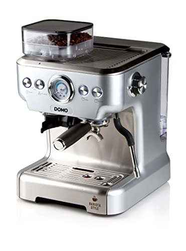 DOMO DO725K Semi-professionelle Espressomaschine mit Mühle und Manometer - 20 Bar von Domo