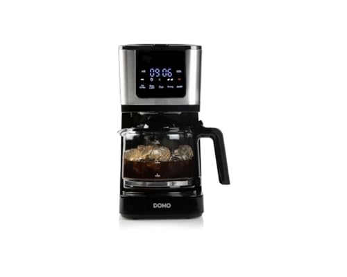 DOMO DO733K Kaffeemaschine mit Eiskaffeefunktion - Inkl. Reisebecher - Mit Gefäßerkennung - Warmhaltefunktion - Bedienfeld mit Touch-Tasten und LED-Display - 1,25 L - 900 W - Schwarz von DOMO