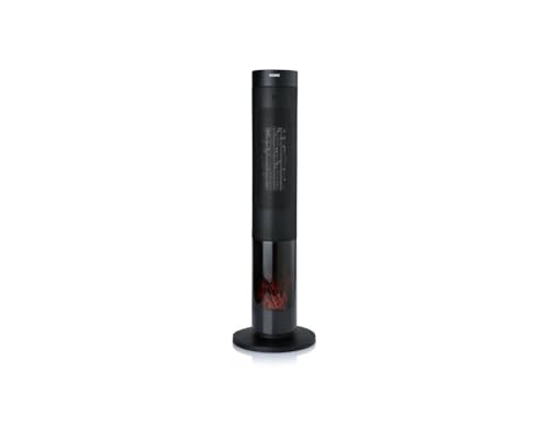 DOMO DO7345H -Keramikheizung mit Timer - Tower design - Kaminfeuer - 2000 W - schwarz von DOMO