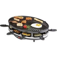 DOMO DO9038G Raclette Grillfunktion, Antihaftbeschichtung, Kontrollleuchte, 8Pfännchen Schwarz von Domo