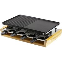 DOMO DO9246G Raclette 8Pfännchen, Antihaftbeschichtung, Kontrollleuchte Schwarz, Holz von Domo