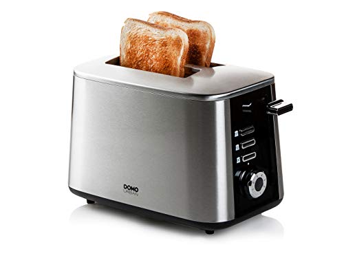 DOMO DO972T Kompakter 2 Schlitz Toaster mit innovativer Schnell-Toast-Technologie, aus rostfreiem Edelstahl, 3 Funktionen & 7 Stufen von Domo
