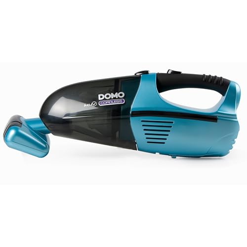 Domo DO211S Handstaubsauger mit motorisierter XL Rollbürste, kabelloser Staubsauger für Tierhaare, Fussel oder Krümel, Blau von Domo