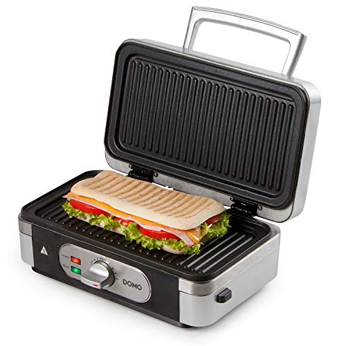 Domo DO9136C Sandwichtoaster 3-in-1, Kunststoff, 1 Liter, Silber, Schwarz von Domo