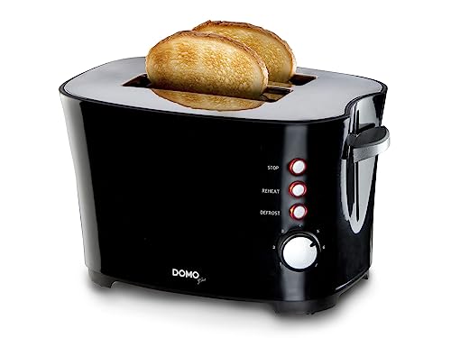 DOMO DO941T Toaster 'B-Smart' - Mit 2 Toastschlitze - 7 Temperaturstände - 3 Funktionsschalter: rösten, auftauen, abbrechen - Edelstahlabdeckung - 850W - Schwarz von DOMO