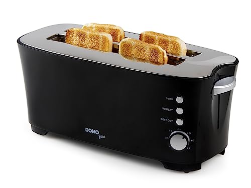 Domo DO961T Toaster, Edelstahl rostfrei, Schwarz von Domo