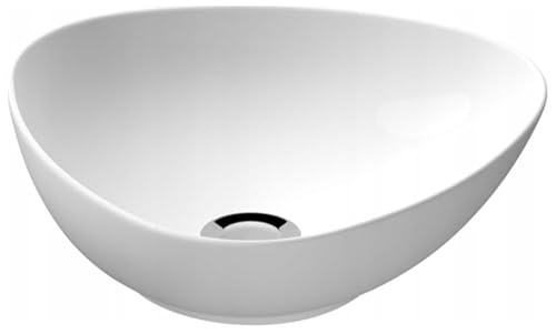 DomoDomo - Aufsatzwaschbecken 40 x 40 x 13,5 cm – Keramik Waschbecken weiß, ohne Hahnloch & ohne Überlauf, dünnwandig 8 mm, modernes Design für Badezimmer/Waschtischplatte von DomoDomo