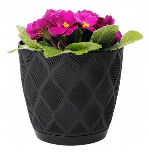 DomoDomo Blumentopf & Übertopf Eco Schwarz 24,5x26 cm – klassischer Kunststofftopf mit Untersetzer von DomoDomo