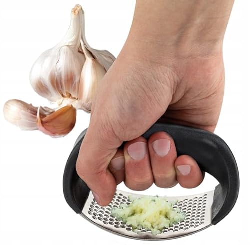 DomoDomo - Edelstahl Knoblauchpresse – Multifunktionales Küchenwerkzeug mit Flaschenöffner, ergonomisches Design, spülmaschinengeeignet von DomoDomo