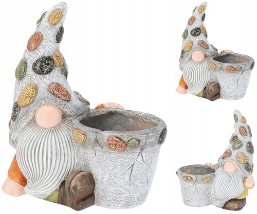 DomoDomo Gartentopf mit Gnom 19x30x35,5cm Dekorativer Topf mit Gnom von DomoDomo