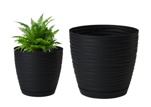 DomoDomo Plastik Topf mit Untersetzer, schwarz, 22,5x21 cm – Eleganter Blumentopf, Moderne Innendekoration, stilvolle Wohnakzente DomoDomo Plastik Topf mit Untersetzer, schwarz, 22,5x21 cm – Eleganter Blumentopf, Moderne Innendekoration, stilvolle Wohnakzente von DomoDomo