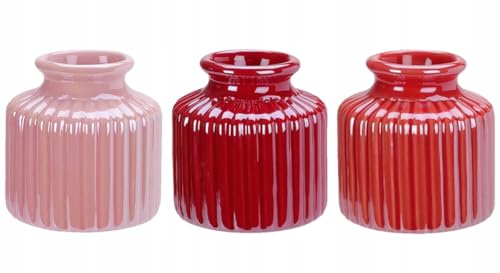 DomoDomo Porzellanvase 8x8cm, Kleine Deko Vase in Rosa, Rot, Orange - 1 Stück zufällige Farbe, Elegante Innendekoration für Zuhause & Büro, Ideal für kleine Blumen von DomoDomo