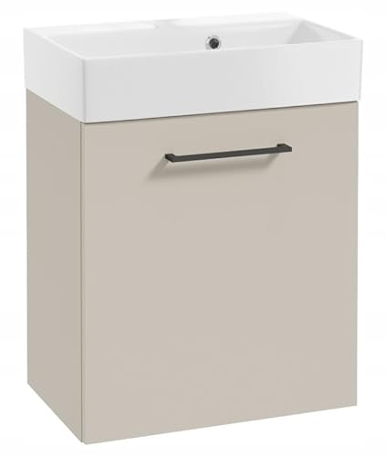 DomoDomo - Waschbeckenunterschrank 60 cm breit Hängend – Bad Unterschrank Kaschmir Matt – Badezimmer Unterschrank mit Waschbecken – Soft Close, Modernes Design von DomoDomo