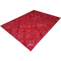 Kuhfell Teppich Patchwork Parkett Brikett Design Rot Gefärbt Pop Art Casa 1707 Traditionelles Handwerk Premium Leder Qualität Nach Maß von DomoFashion