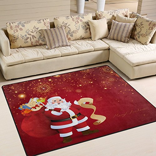 Domoko Feuerwerk Weihnachten Santa Claus Teppich Teppiche Matte für Wohnzimmer Schlafzimmer, Textil, mehrfarbig, 160cm x 122cm(5.3 x 4 feet) von Domoko
