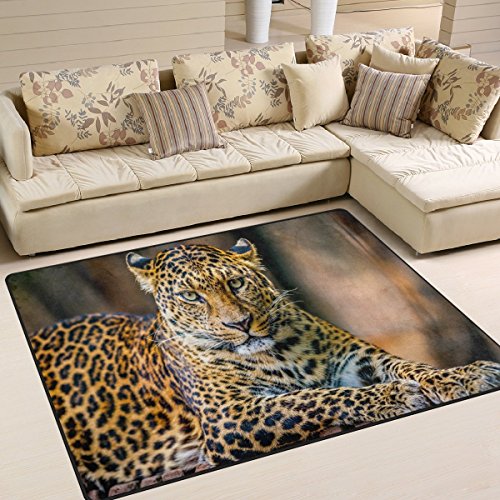 Domoko Use7 Teppich mit Leopardenmuster, für Wohnzimmer, Schlafzimmer, 160 x 122 cm von Domoko