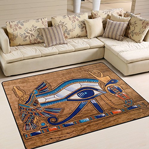 Domoko Use7 Ägyptischer Papyrus-Horusaugen-Teppich für Wohnzimmer, Schlafzimmer, 160 cm x 122 cm von Domoko